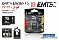 Karta Micro SD EMTEC, Cena: 27,99 zł/kpl.
- 8GB pojemności ...