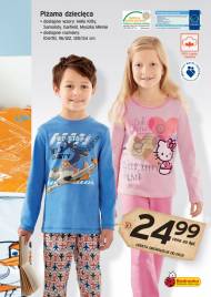 Piżama dziecięca dostępna we wzorach z Hello Kitty, Garfield, ...