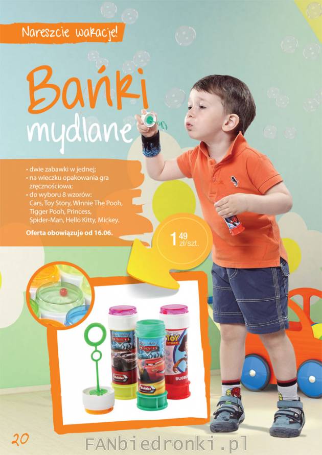 Bańki mydlane dla dzieci, cena 1,49PLN za sztukę. Od 16 czerwca