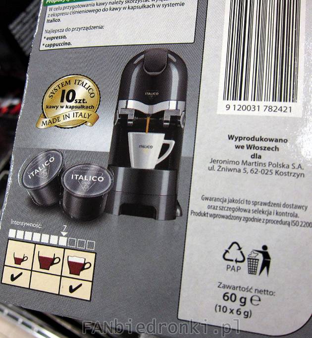 Kapsułki - kawa sa produkowane we Włoszech. Jeden nabój ma 6g kawy (a np Tchibo ...