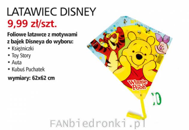 Latawiec Disney w cenie 9,99PLN
- foliowe latawce z motywami z bajek Disneya
- ...