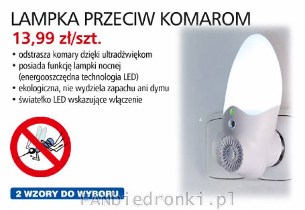 Lampka przeciw komarom, cena 13,99PLN. Odstrasza komary dzięki ultradźwiękom, ...