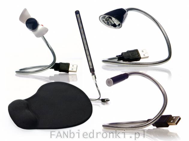 Akcesoria komputerowe, cena: 4,99 PLN, 
- elastyczna lampka LED USB z kloszem (1 ...