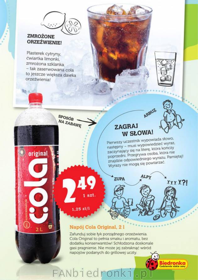 Pełna smaku i aromatu Cola Original za 2,49 zł w Biedronce.