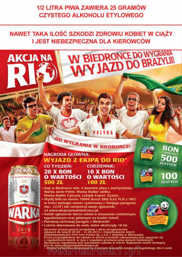Konkurs Warki i Biedronka - do wygrania wyjazd do Brazylii.
