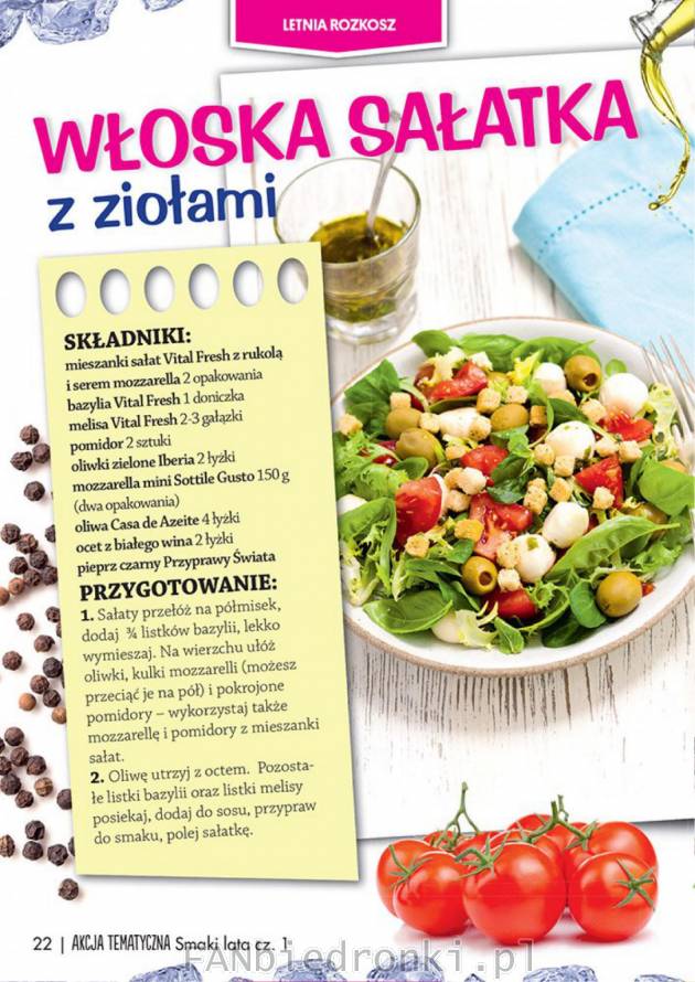 Przepis na włoską sałatkę z ziołami.