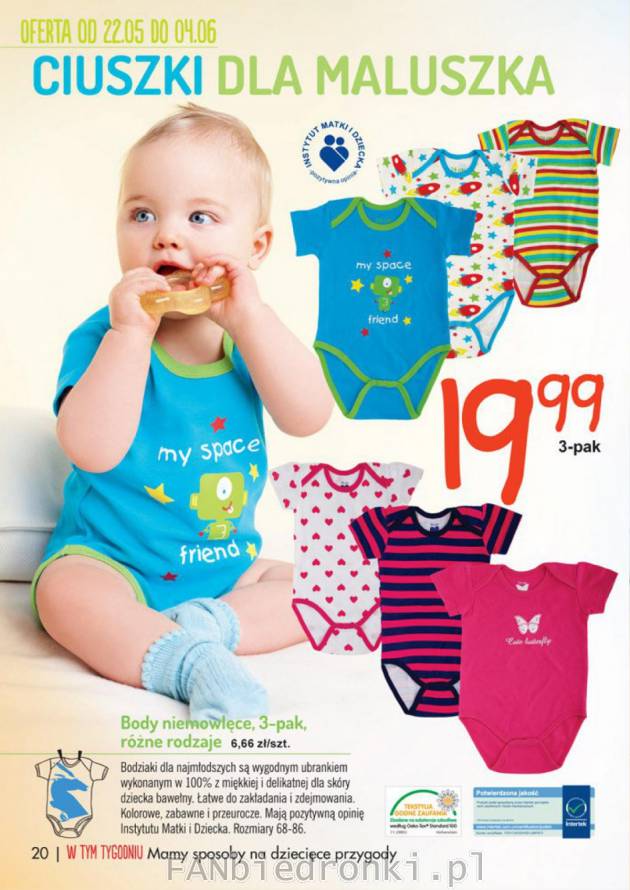 Kolorowe body niemowlęce wykonane z miękkiej bawełny są dostępne w 3-paku za ...