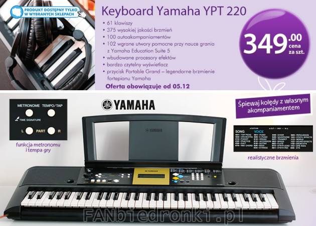 Keyboard Yamaha to wysokiej klasy sprzęt muzyczny. 375 wysokiej jakości brzmień, ...