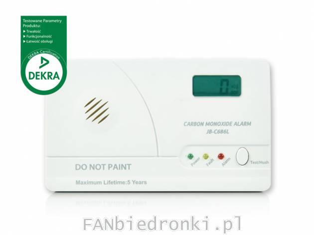 Czujnik tlenku węgla Carbon Monoxide Alarm JB-C686L, cena: 69,00 PLN, 
- wykrywa ...