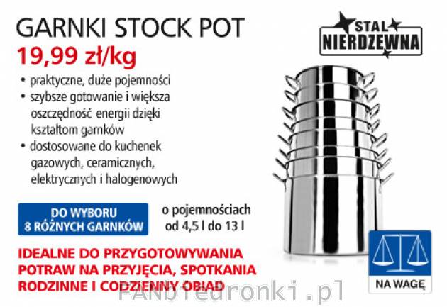 Garnki Stock Pot, Cena: 19,99 zł/kg
- 8 rodzajów garnków
- pojemności 4,5l ...