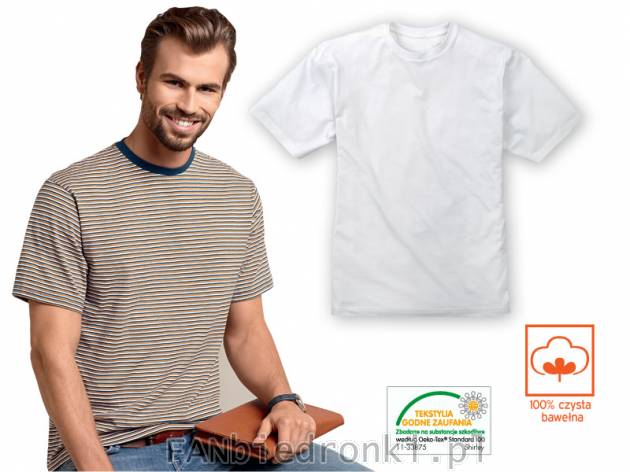 Koszulki męskie z krótkim rękawem, cena: 29,99 PLN, 
- wykonane w 100% z bawełny
- ...
