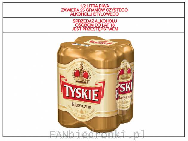 Piwo Tyskie Klasyczne, puszka, 4x0,5 l, cena: 8,99 PLN, 
-  oferta od 12.08