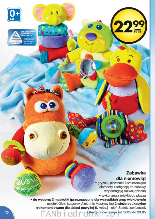 Zabawka dla niemowląt - pluszaki w cenie 22,99PLN