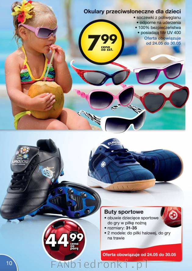 Okulary słoneczne dla dzieci, buty sportowe euro2012