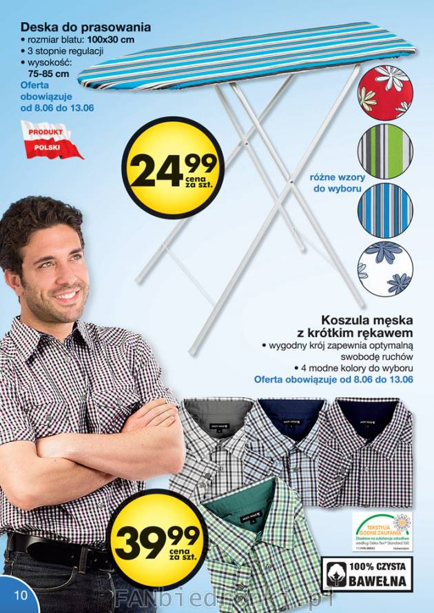 Deska do prasowania za 25PLN. Koszula męska z krótkim rękawem w cenie 39,99PLN