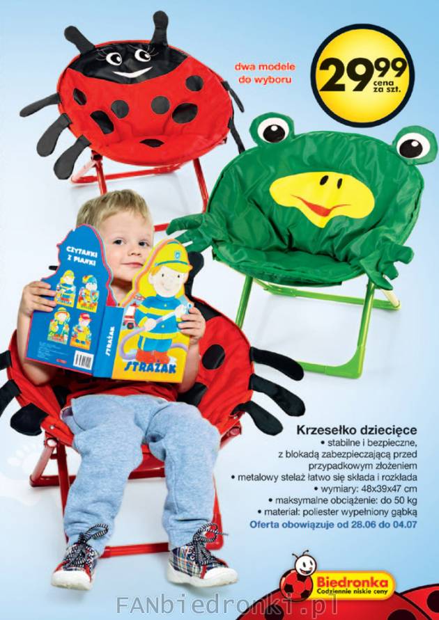 Rozkładane krzesło dziecięce - żaba i Biedronka