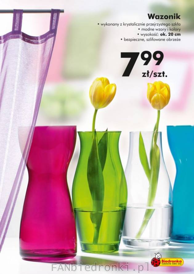 Wazon na kwiaty z przejrzystego szkła cena 7,99 zł.