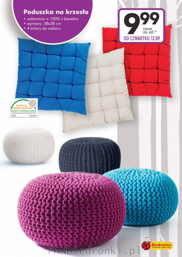 Poduszka na krzesło z bawełny, 4 kolory do wyboru