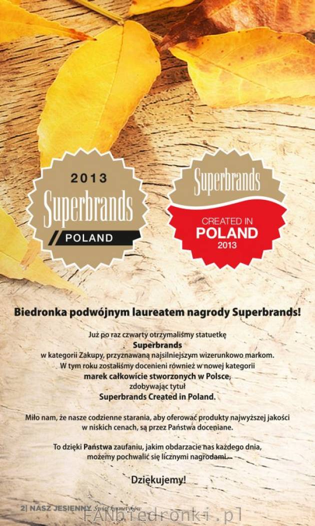 Biedronka laureatem nagrody Superbrands 2013.