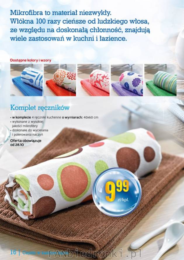 Ręczniki kuchenne w Biedronce:
- komplet czterech ręczników o wymiarach 40 na ...