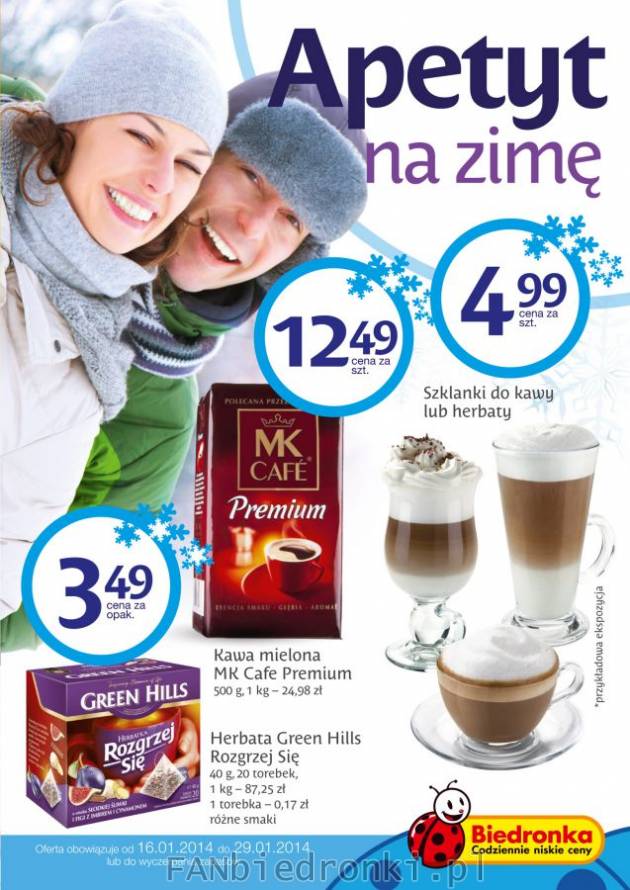 Apetyt na zimę - oferta Biedronki na kawę mieloną MK Cafe oraz herbatę rozgrzewającą ...