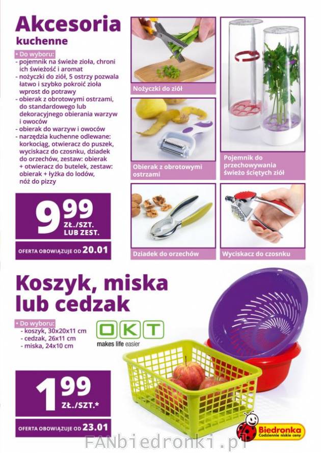 Akcesoria kuchenne w specjalnej ofercie Biedronki. W sprzedaży: nożyczki do ziół, ...