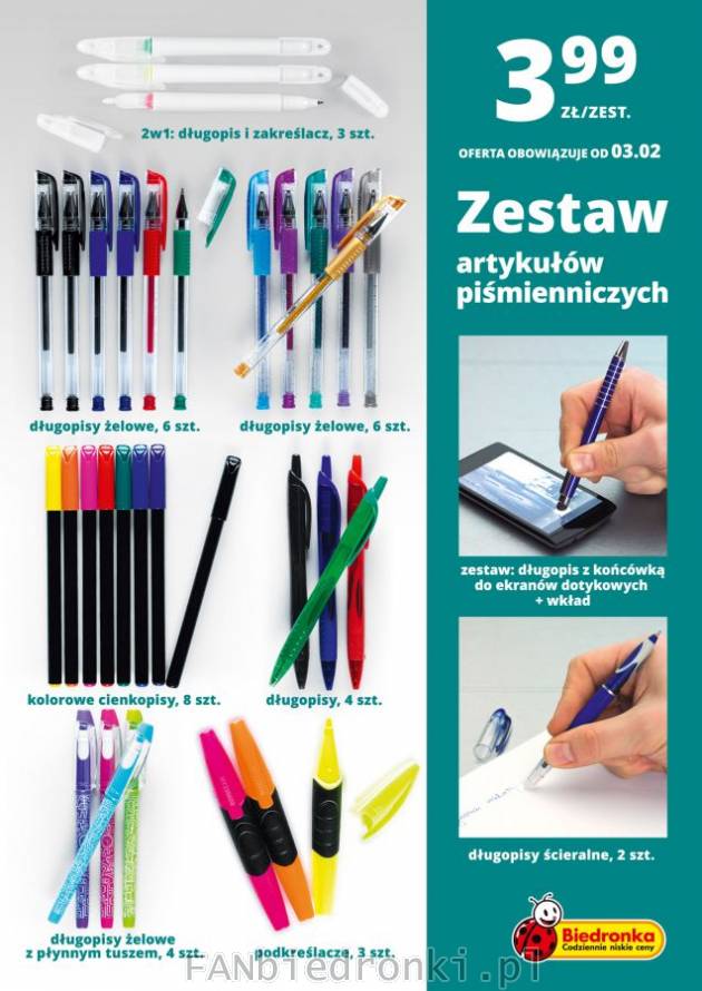 Ogromny wybór długopisów: żelowe, 2w1: długopis + zakreślacz, kolorowe cienkopisy, ...