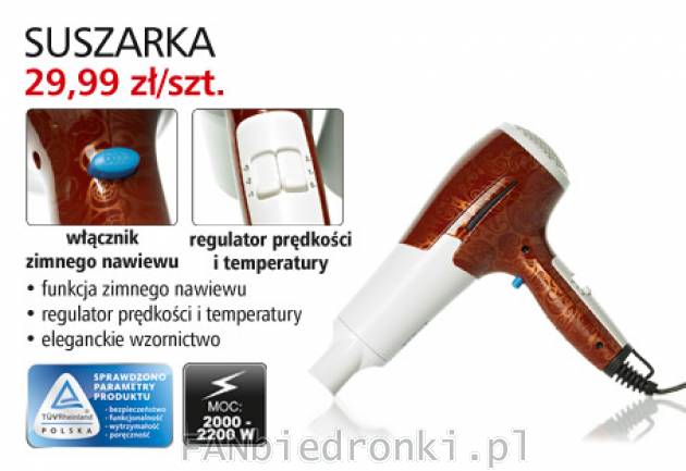 Suszarka 2000-2200W z funkcją zimnego nawiewu, Cena: 29,99 zł/szt.