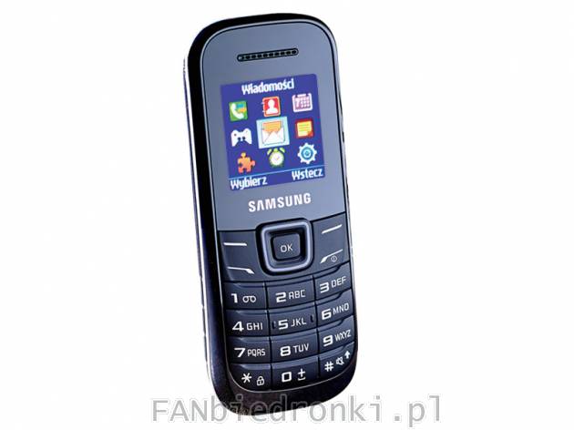 Telefon Samsung E1200, cena: 69,00 PLN, 
- do 7 godz. rozmów bez konieczności ...