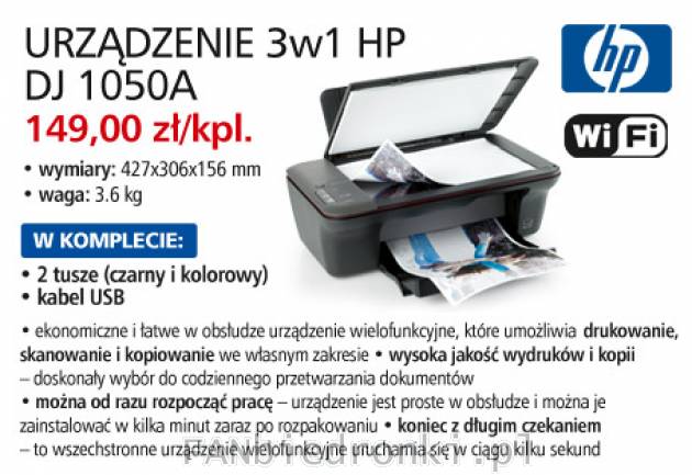 Urządzenie 3w1 HP DJ 1050A, Cena: 149,00 zł/kpl.
- HP DJ 1050A
- w komplecie ...