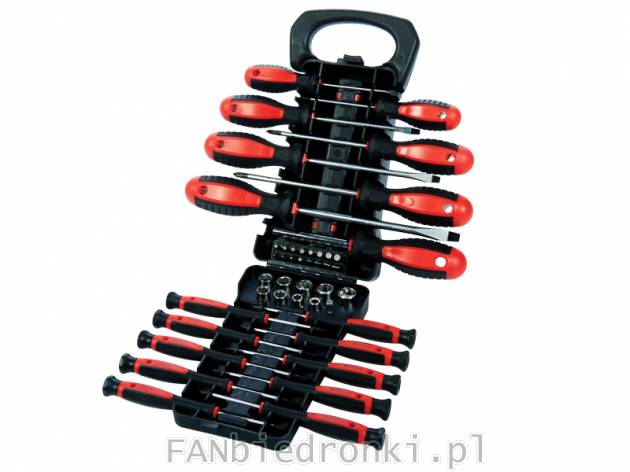 Zestaw narzędzi, cena: 34,99 PLN, 
- w zestawie:
- 7 śrubokrętów z magnetyczną ...