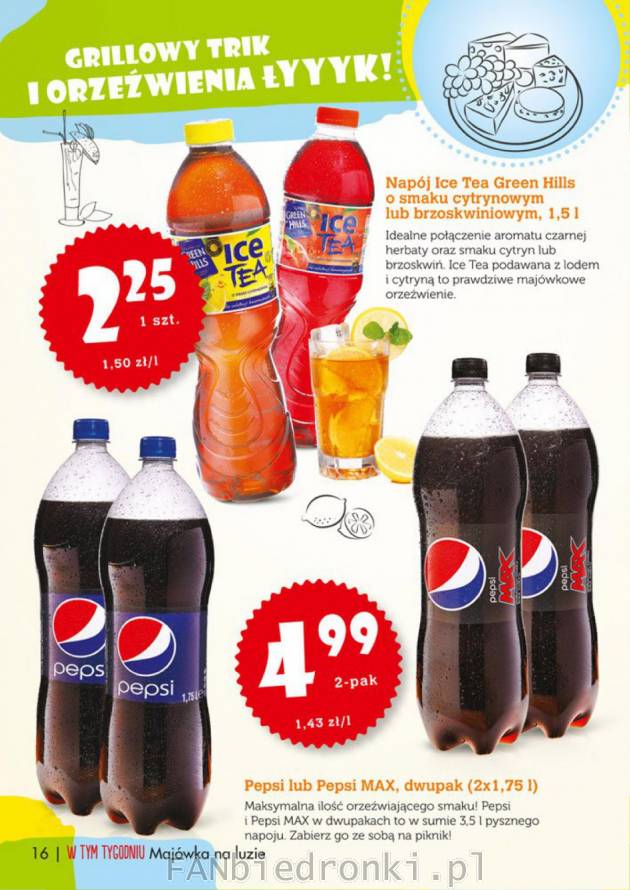 2-pak Pepsi lub Pepsi Max za 4,99 zł i orzeźwiający napój Ice Tea za 2,25 w ...