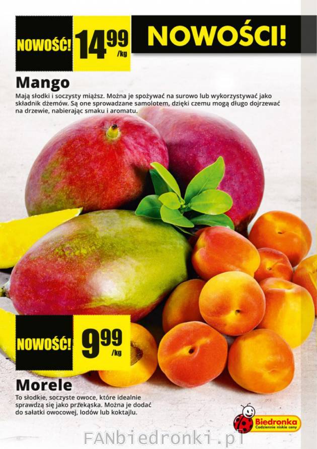 Promocyjna cena mango oraz moreli